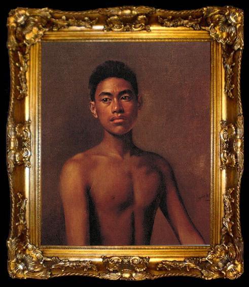 framed  Hubert Vos Iokepa, Hawaiian Fisher Boy, ta009-2